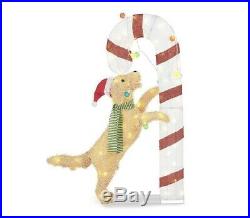 54 Lighted Puppy Dog Candy Cane Sculpture Outdoor Christmas Yard Decor Art