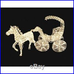 57 Lighted Crystal 3-D Horse & Carriage Christmas Yard Art Decoration
