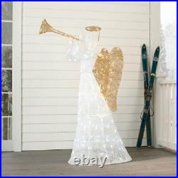 5ft Lighted White Gold Angel 210 Lights Outdoor Christmas Yard Decor Display