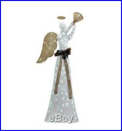 5ft Lighted White Gold Christmas Angel Sculpture LED Outdoor Holiday Yard Decor