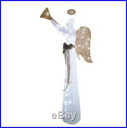5ft Lighted White Gold Christmas Angel Sculpture LED Outdoor Holiday Yard Decor