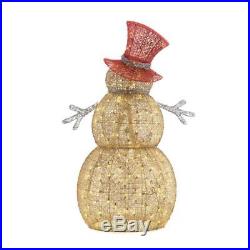 5ft Outdoor Lighted Country Snowman Sculpture Pre Lit Christmas Yard Decor Gold