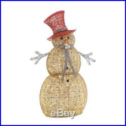 5ft Outdoor Lighted Country Snowman Sculpture Pre Lit Christmas Yard Decor Gold
