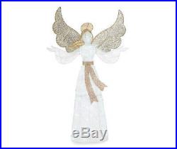 5ft White Gold Lighted Angel Sculpture Pre Lit Outdoor Christmas Yard Decor