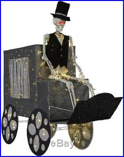 6 Ft Haunted Skeleton w Carriage Outdoor Halloween Prop Yard Decor 200 Light LED