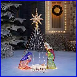 6' Holy Family Scene LED Twinkle Heavy Duty Christmas Yard Nativity Sculpture