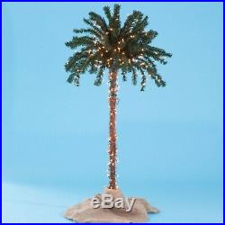 6' Pre Lit Tropical Oasis Faux Palm Tree 3 D 250 Lights Yard Patio Party Decor