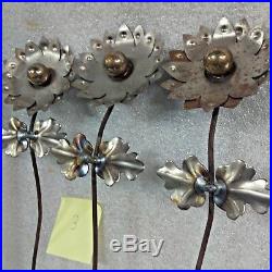 (6) Yard Art Metal Flowers Recycled Sculpture Garden Art Decorative Up cycled