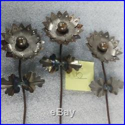 (6) Yard Art Metal Flowers Recycled Sculpture Garden Art Decorative Up cycled