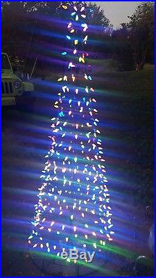 6 ft LED Lighted Multi Lights Twinkling White Tree Outdoor Christmas Yard Decor