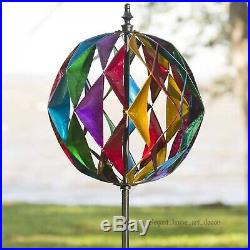 6'ft Lawn Wind Spinner Kinetic Colored Sphere Garden Windmill Art Yard Sculpture