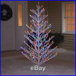6 ft Lighted Multi Lights Twinkling White Twig Tree Outdoor Christmas Yard Decor