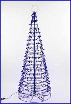 6 ft. Pre-Lit LED Blue Twinkling Tree Outdoor Yard Christmas Decoration Lights