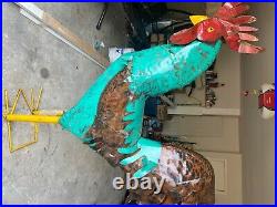 6 metal rooster yard decor