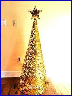 60 In 100 Clear prefit Gold Glitter Conical Star Swirl Christmas tree Yard Decor
