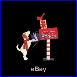 60 In. LED Lighted Lit Holiday Tinsel Dog Mailbox Outdoor Christmas Yard Decor