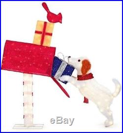 60 In. LED Lighted Tinsel Dog With Mailbox Christmas Holiday Outdoor Yard Decor