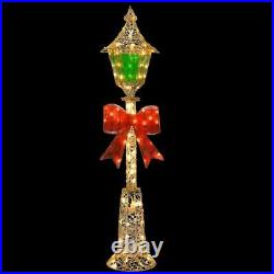 60 Lighted Gold Lamp Post Sculpture Figure Outdoor Christmas Yard Decoration