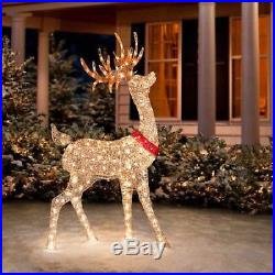 60 Outdoor Christmas Reindeer Sculpture Lighted Glittering Xmas Yard Decor New