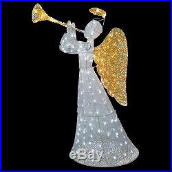 60 Sculpture Angel With Trumpeting LED Lighted Christmas Yard Art Decoration