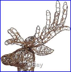 60 in. LED Lighted Gold PVC Animated Standing Deer Christmas Outdoor Yard Decor