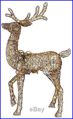 60 in. LED Lighted Gold PVC Animated Standing Deer Christmas Outdoor Yard Decor