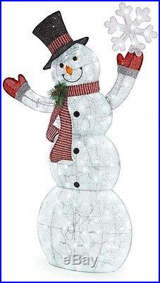 61.75in. Lighted Acrylic Snowman & Snowflake Indoor Outdoor Christmas Yard Decor
