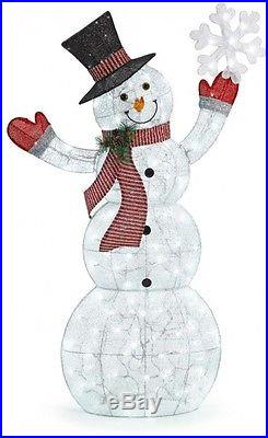 61.75in. Lighted Acrylic Snowman & Snowflake Indoor Outdoor Christmas Yard Decor