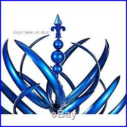 7.5'F Lawn Wind Spinner Stake Kinetic Blue Brazil Garden Windmill Yard Sculpture