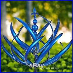 7.5'F Lawn Wind Spinner Stake Kinetic Blue Brazil Garden Windmill Yard Sculpture