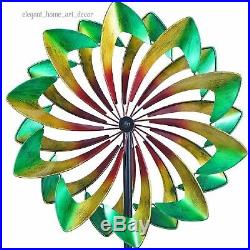 7.5' F Lawn Wind Spinner Stake Kinetic Green Leaf Garden Windmill Yard Sculpture