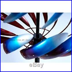 7' F Lawn Wind Spinner Stake Kinetic Sphere Garden Decor Windmill Yard Sculpture