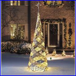 7 Foot Gold Champagne Spiral Cone Tree Sculpture Outdoor Christmas Yard Decor