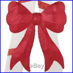 7 ft Pre Lit Candy Cane Red Bow Sculpture Lighted Outdoor Christmas Yard Decor