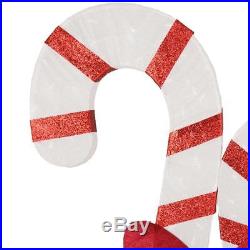 7 ft Pre Lit Candy Cane Red Bow Sculpture Lighted Outdoor Christmas Yard Decor