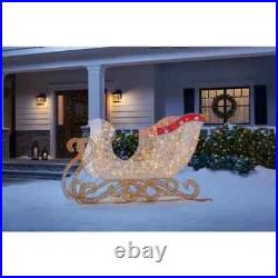 70 LED Christmas White Sleigh Sculpture Indoor Outdoor Holiday Yard Decoration
