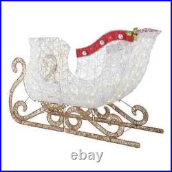 70 LED Christmas White Sleigh Sculpture Indoor Outdoor Holiday Yard Decoration