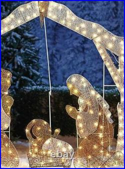 72 Crystal Splendor Nativity Scene 2D Lighted Sculpture Christmas Yard Display