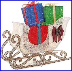 72 in. LED Lights Jumbo Sleigh Gift Boxes Presents Yard Holiday Christmas Decor