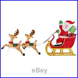 8.5' Santa's Sleigh with Two Reindeers OUTDOOR CHRISTMAS holiday Yard Decor New