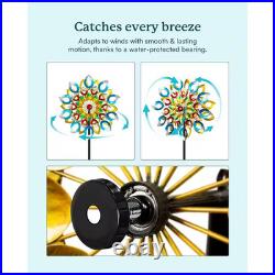84 In. H Metal Garden Solar Wind Spinner, Sun Outdoor Wind Sculpture Yard Art De