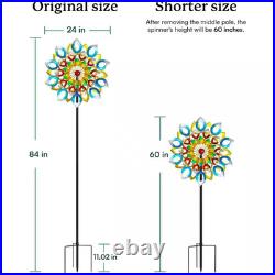 84 In. H Metal Garden Solar Wind Spinner, Sun Outdoor Wind Sculpture Yard Art De