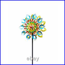 84 In. H Metal Garden Solar Wind Spinner, Sun Outdoor Wind Sculpture Yard Art De