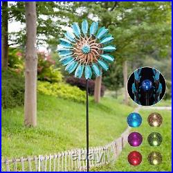 84 Large Metal Windmill Wind Kinetic Spinner Solar Garden Yard Decor Sculpture