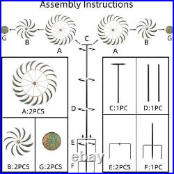 85 Large Metal Wind Spinners Outdoor Yard Sculpture Art Kinetic Wind Spinners