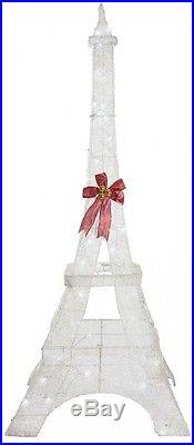 86 in. LED Lighted Twinkling PVC Eiffel White Tower Outdoor Lawn Yard Decoration