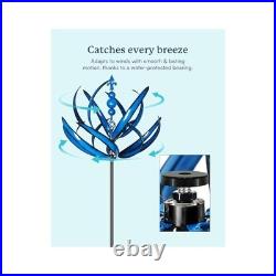 91in Metal Wind Spinner, Outdoor Garden Decor, Blue, Large Yard Art Sculpture