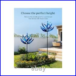 91in Metal Wind Spinner, Outdoor Garden Decor, Blue, Large Yard Art Sculpture