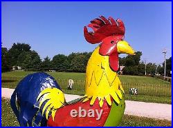 96 Recycled Metal Rooster Farm Yard Art Lawn Accents in 2 Colors