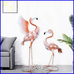 Aboxoo Metal Flamingo Yard Decorations Garden Sculptures & Statues Set of 2 I